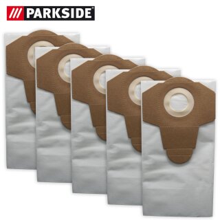 Bolsa de filtro de polvo fino Parkside, 20 L, paquete de 5, blanco