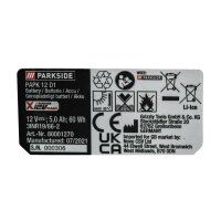 Parkside 12V battery 5.0 Ah PAPK 12 D1 Li-Ion battery EU for devices of the Parkside X12 V family