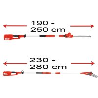 Grizzly Tools 40V 2in1 Set, Set aus Teleskop Heckenschere und Hochentaster für bequemes Arbeiten in der Höhe, Griffelemente mit Teleskopstiel und Schultergurt, ohne Akku, ohne Ladegerät