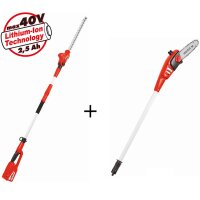Grizzly Tools 40V 2in1 Set, Set aus Teleskop Heckenschere und Hochentaster für bequemes Arbeiten in der Höhe, Griffelemente mit Teleskopstiel und Schultergurt, ohne Akku, ohne Ladegerät